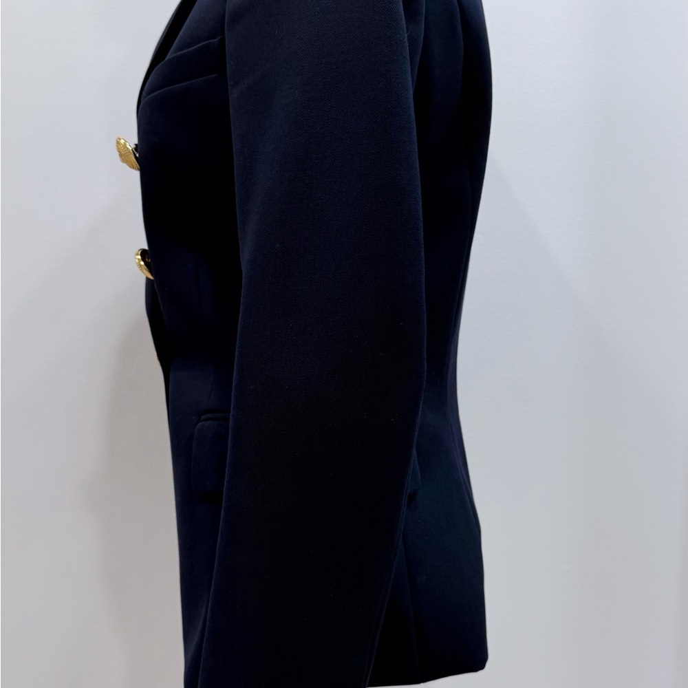 Balmain Fitted Wool Women's Navy Double-Breasted Blazer - FR 38 US 6 - Picture 12 of 16